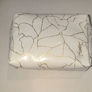 Yves Saint Laurent Beaute White and Gold Cosmetic Bag New Unused
